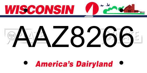 AAZ8266 Wisconsin License Plate