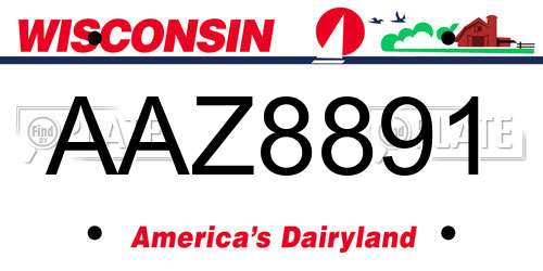 AAZ8891 Wisconsin License Plate
