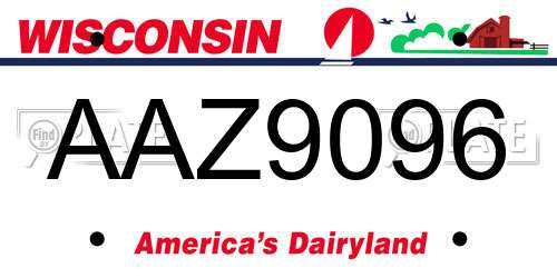 AAZ9096 Wisconsin License Plate