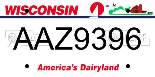 AAZ9396 Wisconsin License Plate