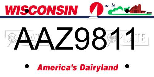 AAZ9811 Wisconsin License Plate