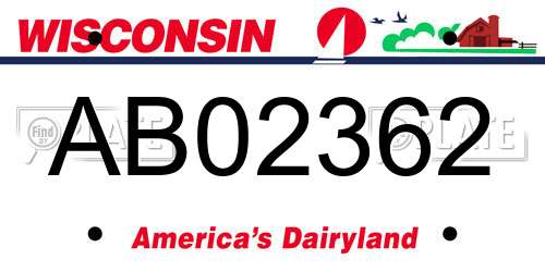 AB02362 Wisconsin License Plate