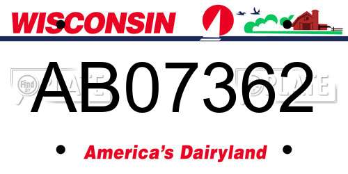 AB07362 Wisconsin License Plate