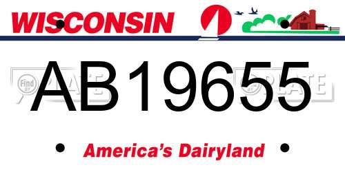 AB19655 Wisconsin License Plate