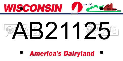 AB21125 Wisconsin License Plate