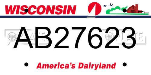 AB27623 Wisconsin License Plate