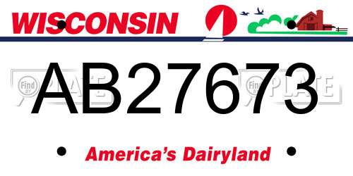 AB27673 Wisconsin License Plate