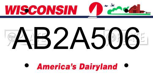 AB2A506 Wisconsin License Plate