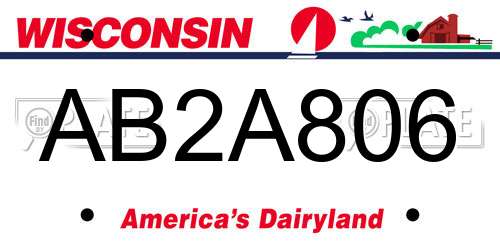 AB2A806 Wisconsin License Plate