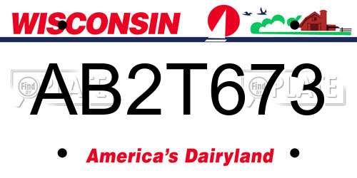 AB2T673 Wisconsin License Plate