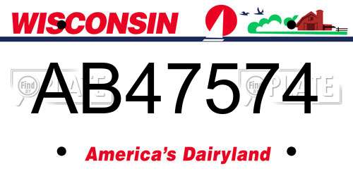 AB47574 Wisconsin License Plate