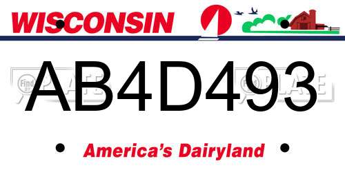 AB4D493 Wisconsin License Plate