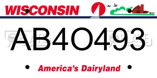 AB4O493 Wisconsin License Plate