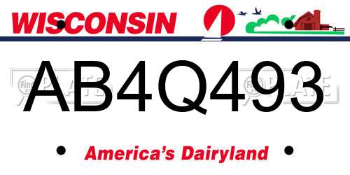 AB4Q493 Wisconsin License Plate
