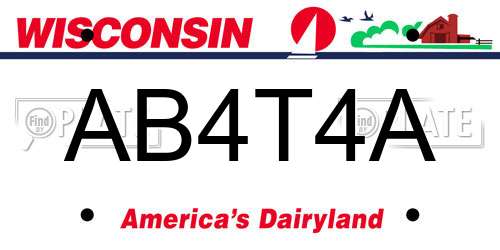 AB4T4A Wisconsin License Plate