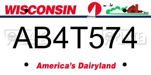 AB4T574 Wisconsin License Plate