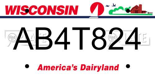 AB4T824 Wisconsin License Plate