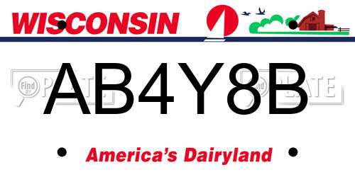 AB4Y8B Wisconsin License Plate