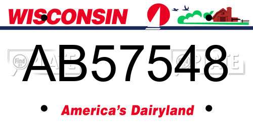 AB57548 Wisconsin License Plate