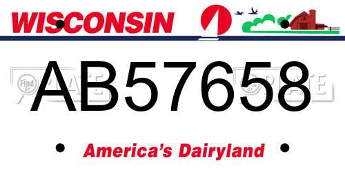 AB57658 Wisconsin License Plate