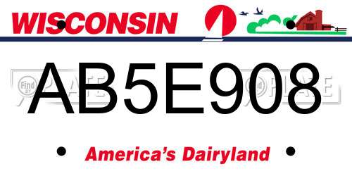 AB5E908 Wisconsin License Plate