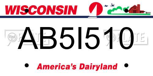 AB5I510 Wisconsin License Plate