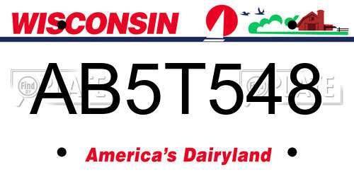 AB5T548 Wisconsin License Plate