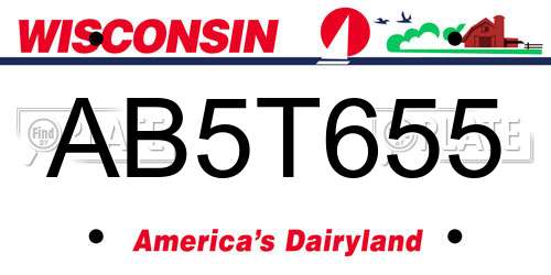 AB5T655 Wisconsin License Plate