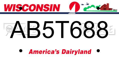 AB5T688 Wisconsin License Plate