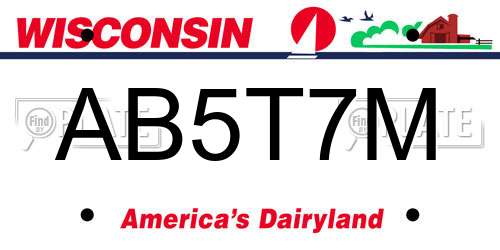 AB5T7M Wisconsin License Plate