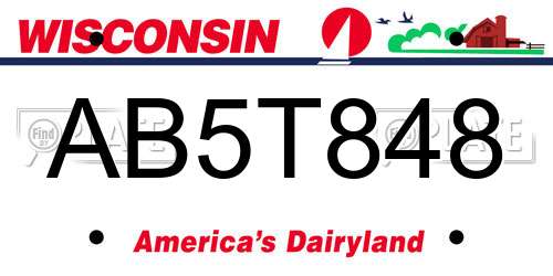 AB5T848 Wisconsin License Plate