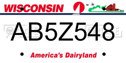 AB5Z548 Wisconsin License Plate