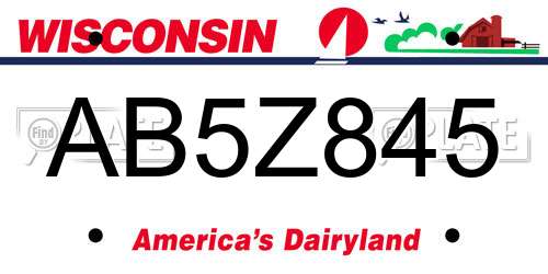 AB5Z845 Wisconsin License Plate