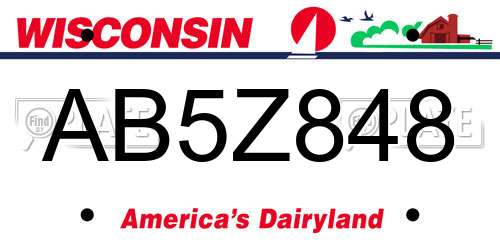 AB5Z848 Wisconsin License Plate