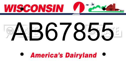 AB67855 Wisconsin License Plate