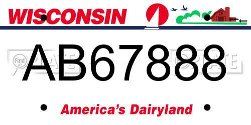 AB67888 Wisconsin License Plate