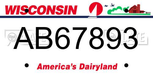 AB67893 Wisconsin License Plate