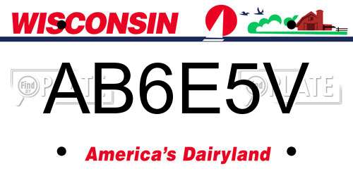 AB6E5V Wisconsin License Plate