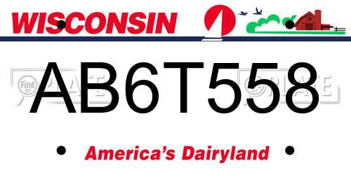 AB6T558 Wisconsin License Plate