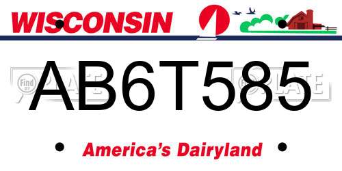 AB6T585 Wisconsin License Plate