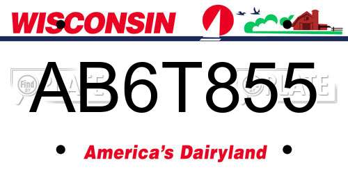 AB6T855 Wisconsin License Plate