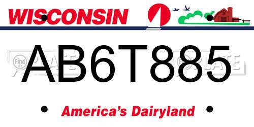 AB6T885 Wisconsin License Plate