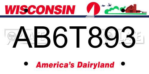 AB6T893 Wisconsin License Plate