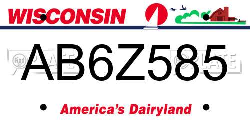 AB6Z585 Wisconsin License Plate