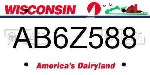 AB6Z588 Wisconsin License Plate