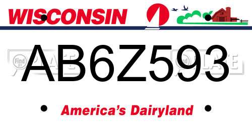 AB6Z593 Wisconsin License Plate