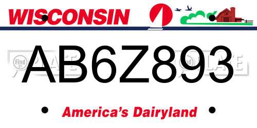 AB6Z893 Wisconsin License Plate