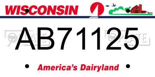 AB71125 Wisconsin License Plate
