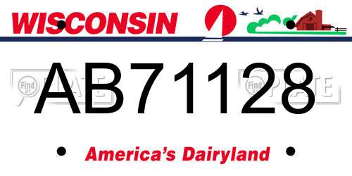 AB71128 Wisconsin License Plate