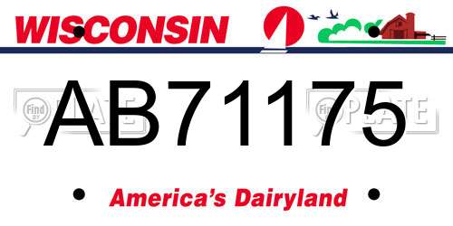 AB71175 Wisconsin License Plate